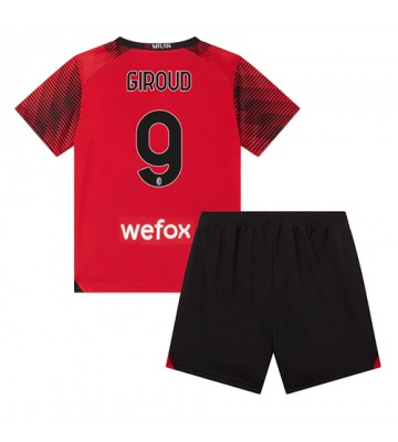 Lacne Dětský Futbalové dres AC Milan Olivier Giroud #9 2023-24 Krátky Rukáv - Domáci (+ trenírky)